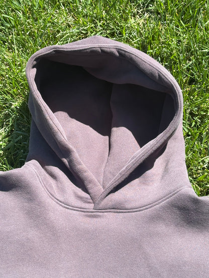Gray hoodie with black logo